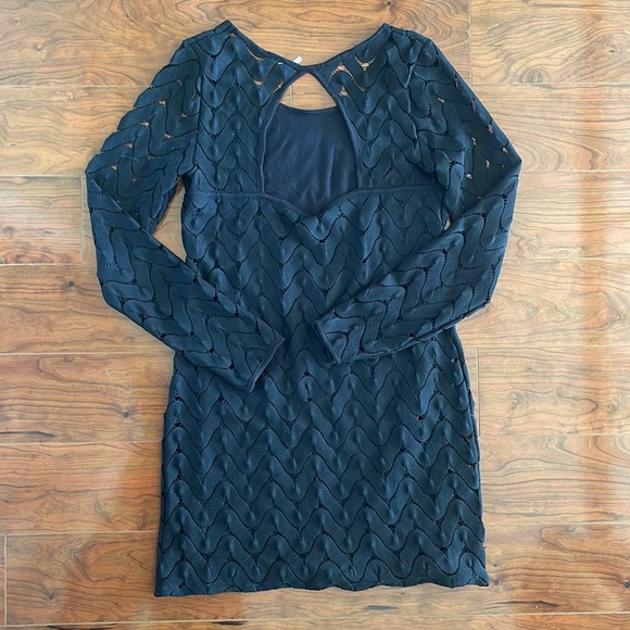 COPY - Free People Black Open Back Lace Mini Dress - Picture 6 of 8